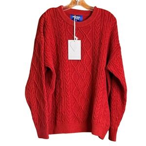AELFRC EDEN oversized L Unisex/Men's Red Cable Knit Warm‎ Heavy Sweater